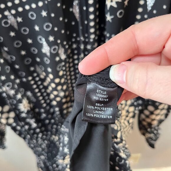 Current Air Los‎ Angeles Star & Dot Drop Waist Print Dress M Polyester Black-  M - Picture 4 of 5